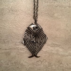 New Vintage Fish giant pendant statement necklace
